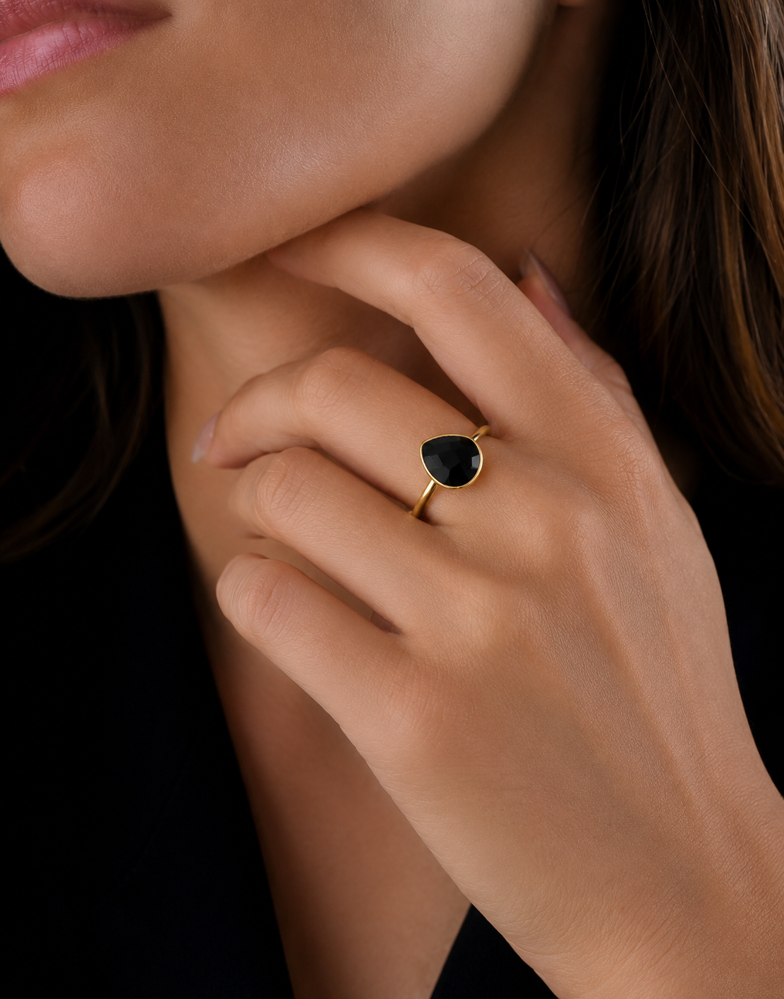 Black Onyx Adjustable Sterling Silver Ring