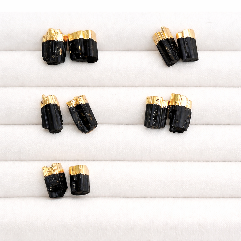 Black Tourmaline Stud Earrings