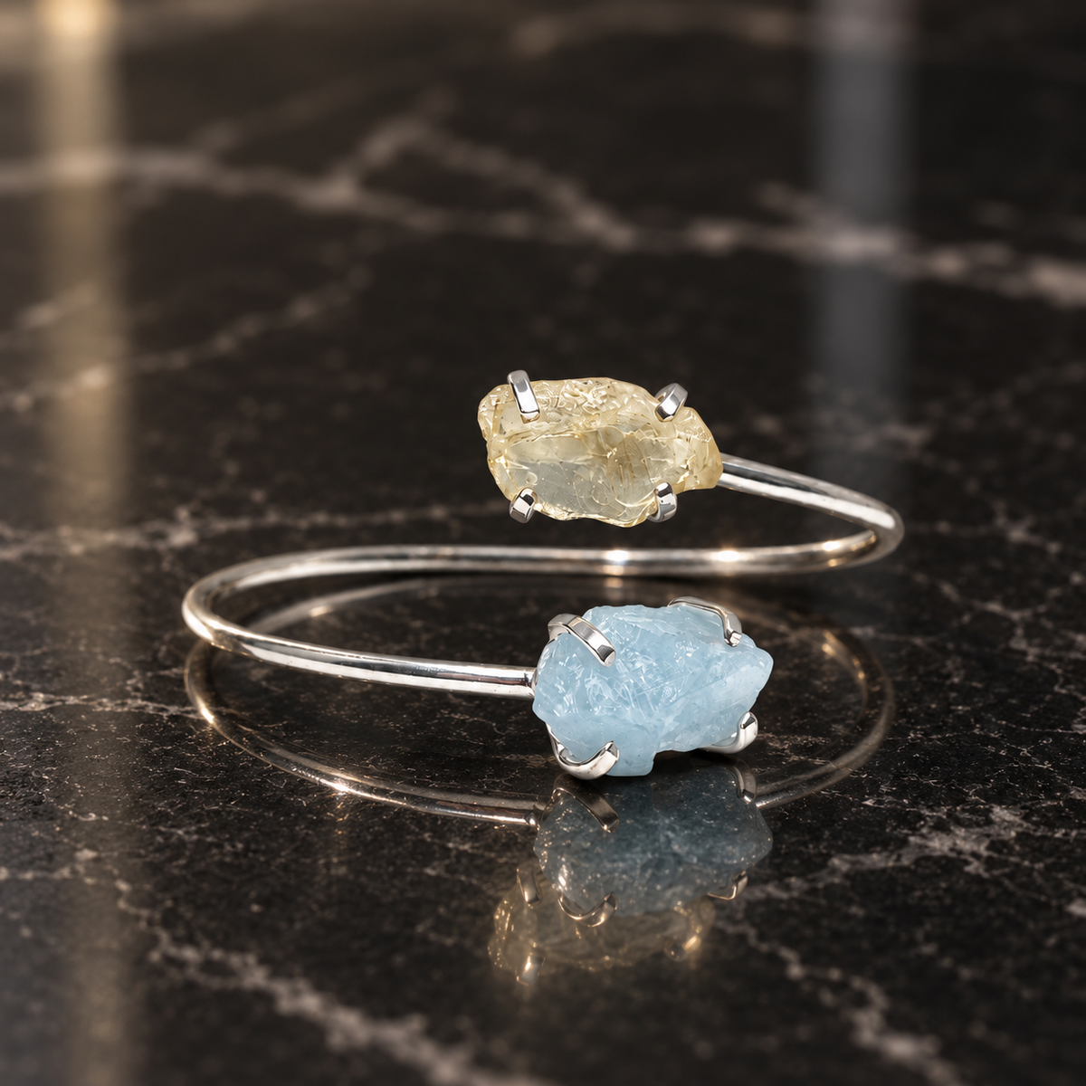 Aquamarine & Citrine Double Bracelet