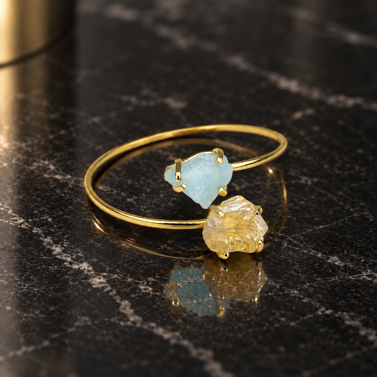 Aquamarine & Citrine Double Bracelet