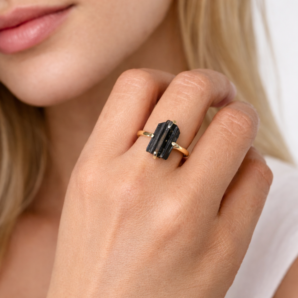 Small Black Tourmaline Ring