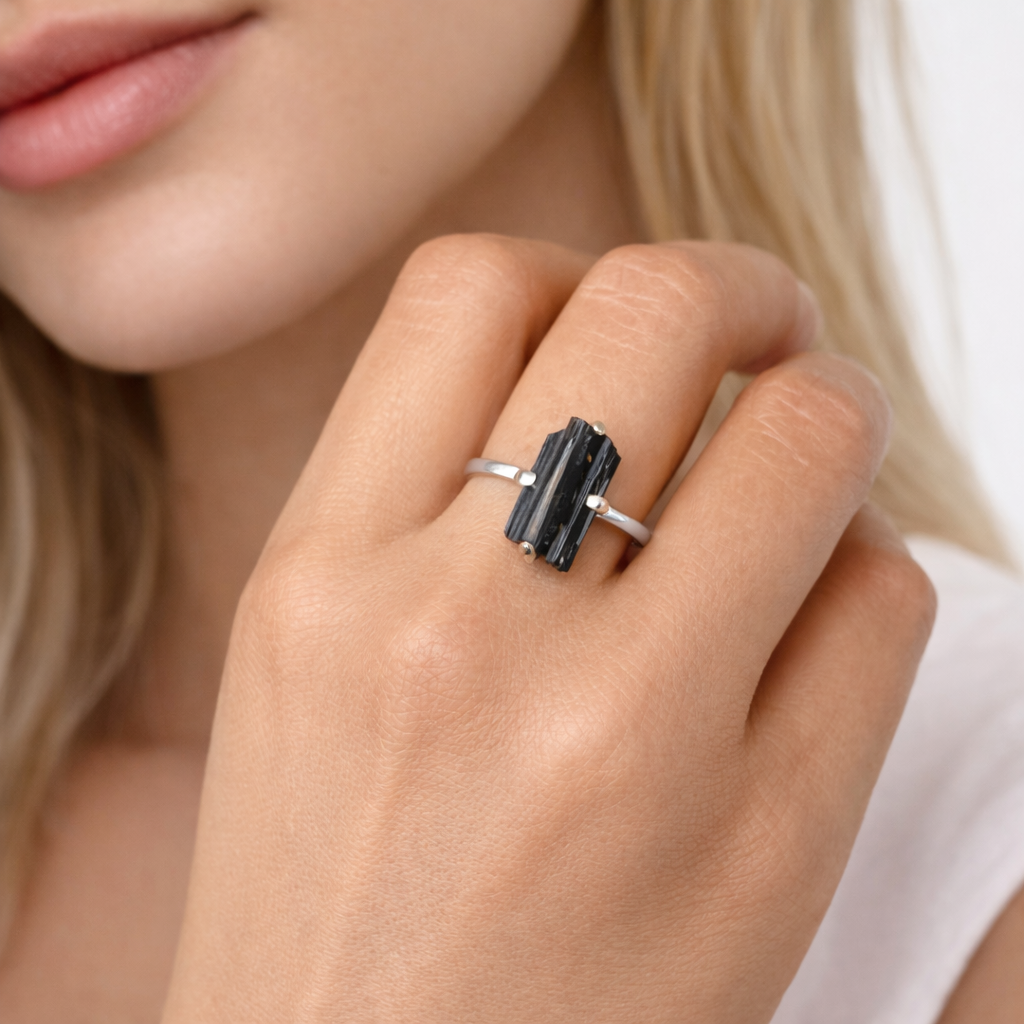 Small Black Tourmaline Ring