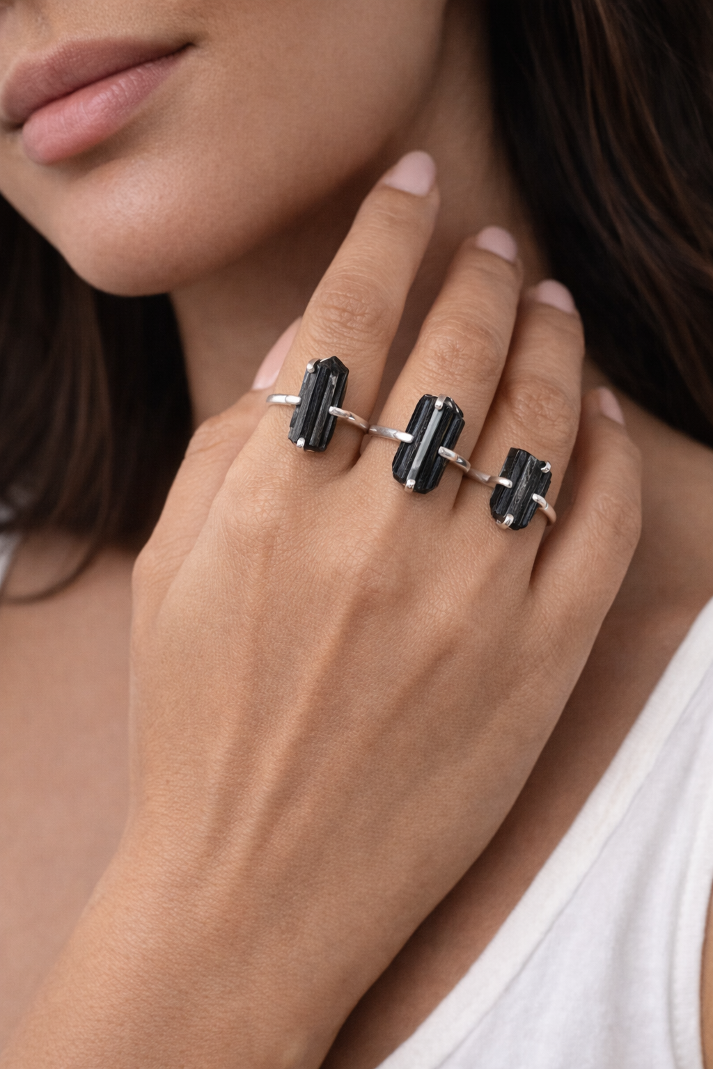 Small Black Tourmaline Ring