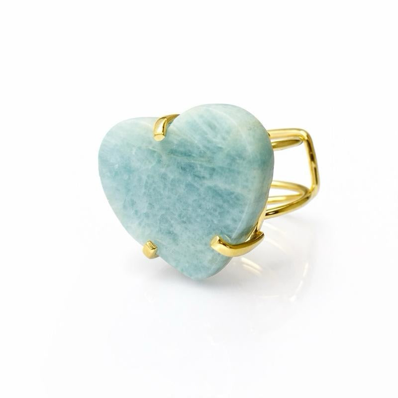 Aquamarine Heart Ring