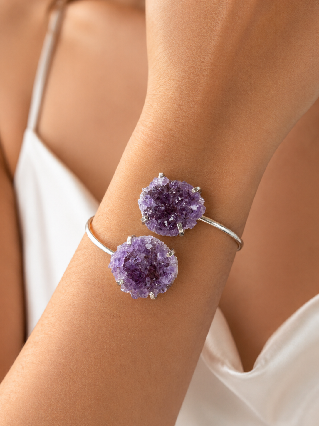Double Amethyst Druzy Bracelet