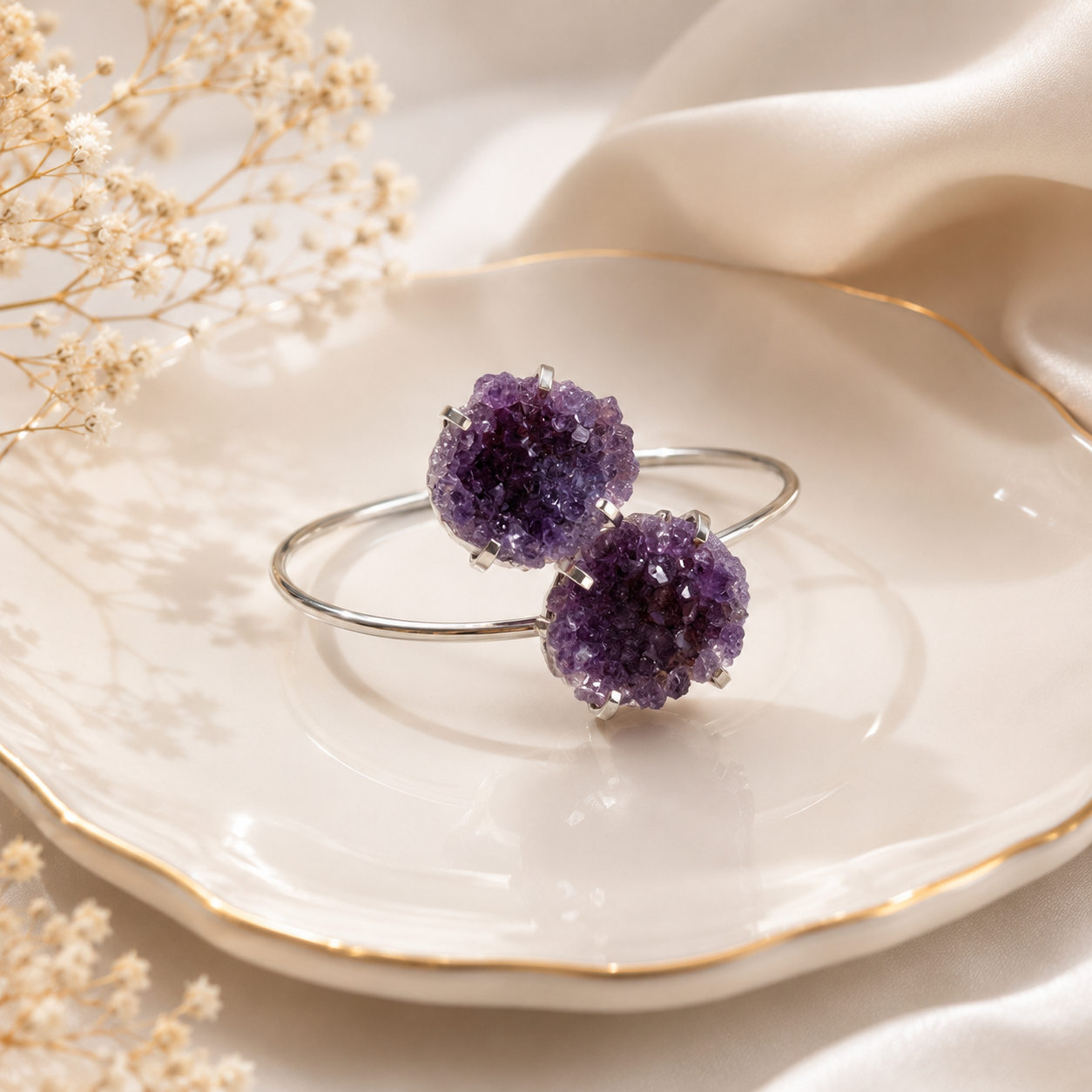 Double Amethyst Druzy Bracelet