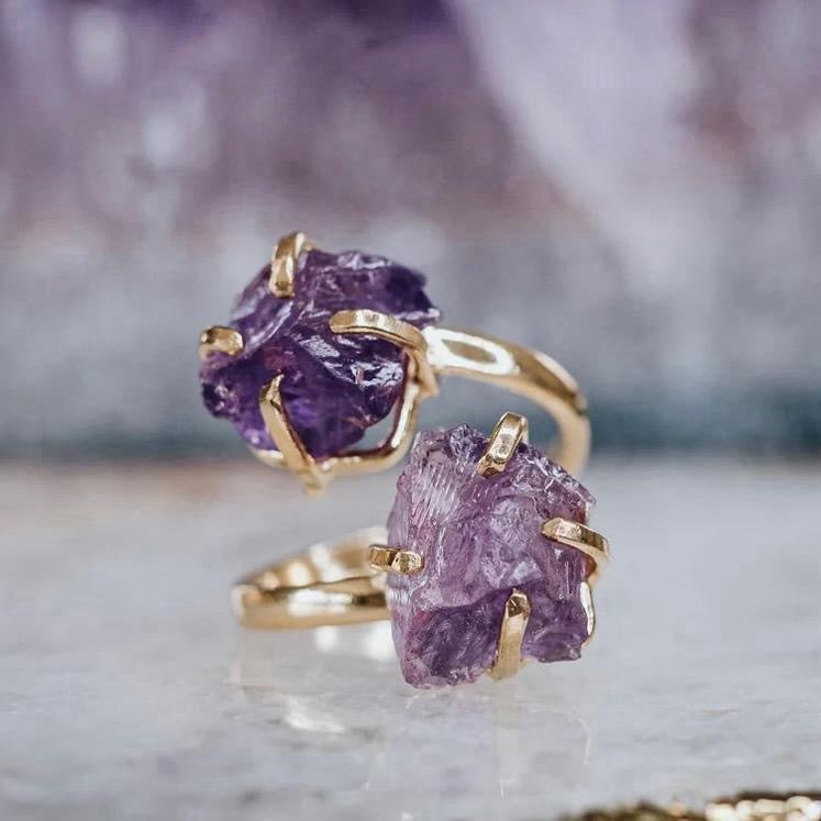 Double Amethyst Ring (Size 5-9)