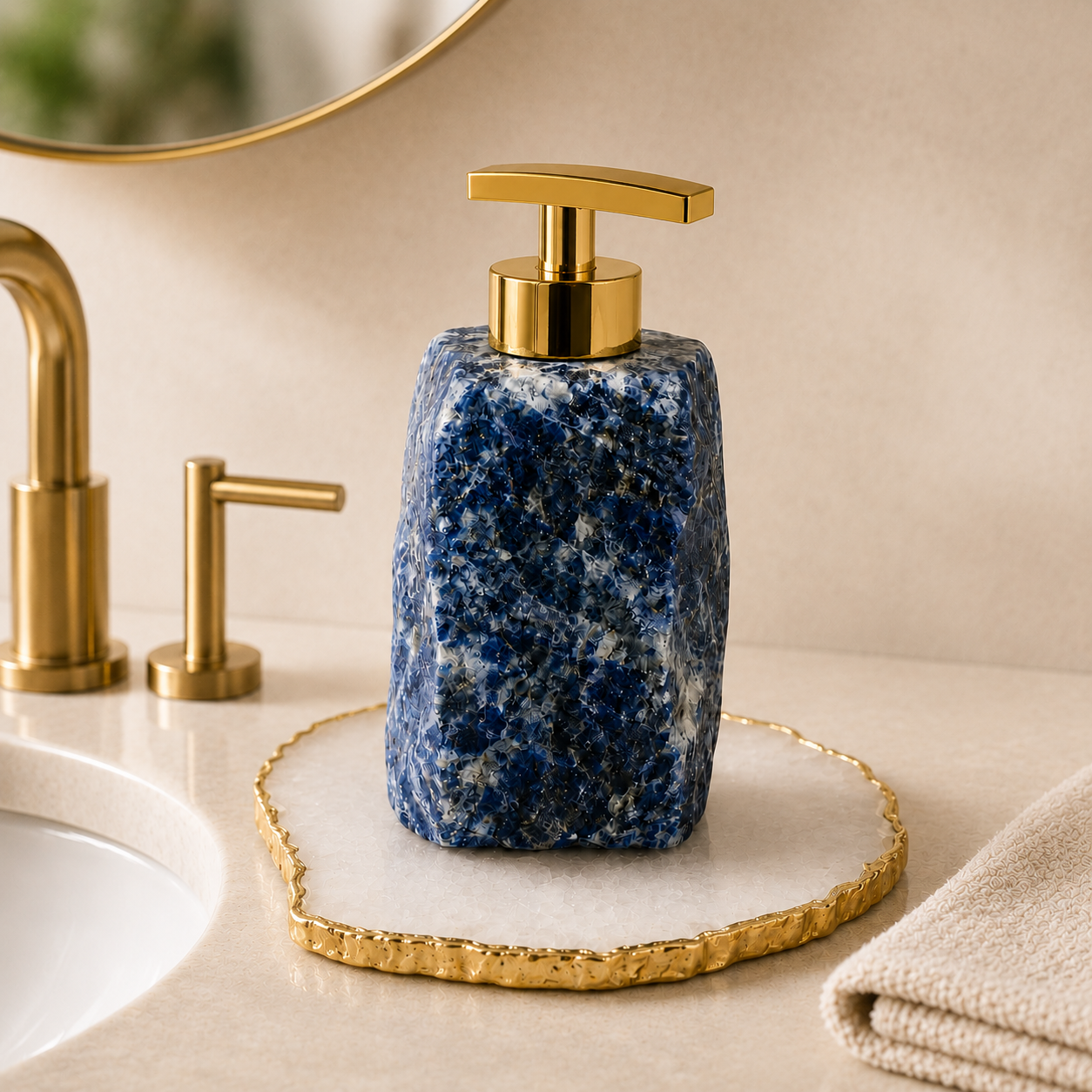 Sodalite Crystal Soap Dispenser