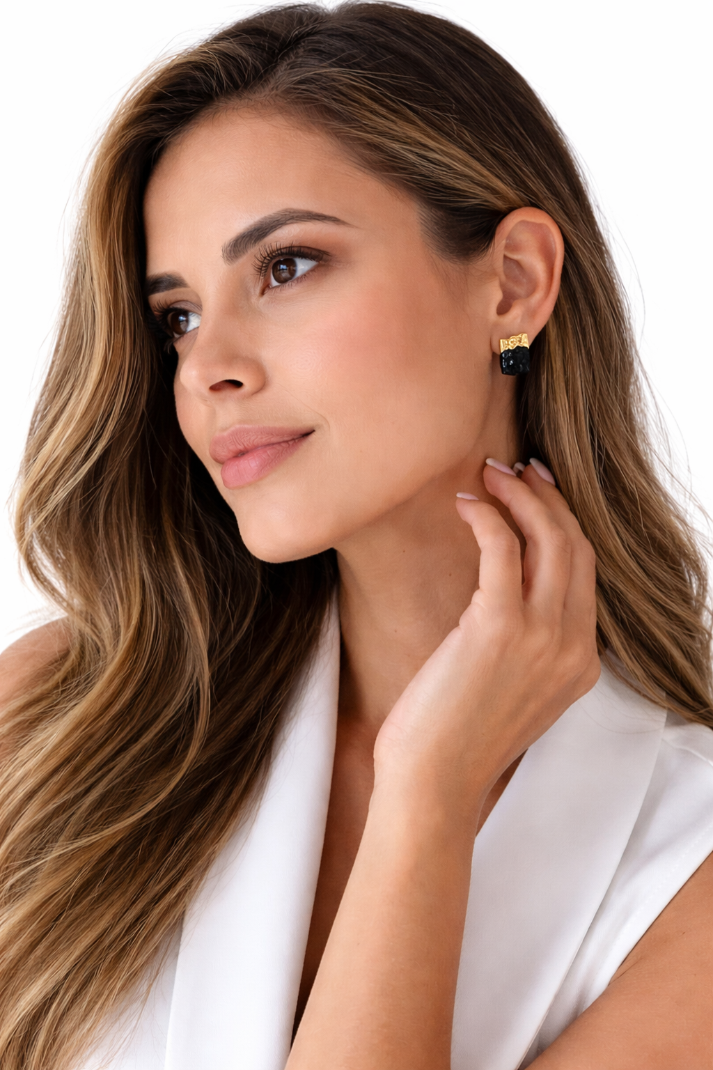 Black Tourmaline Stud Earrings