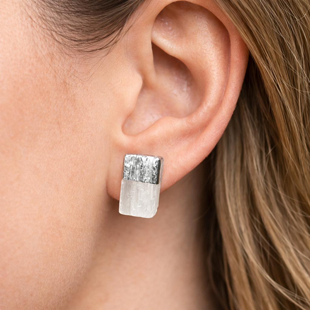 Selenite Stud Earrings