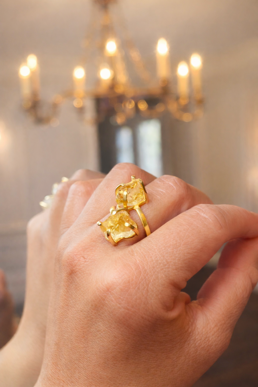 Double Citrine Ring
