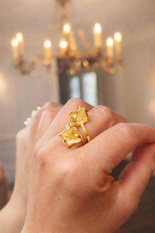 Double Citrine Ring