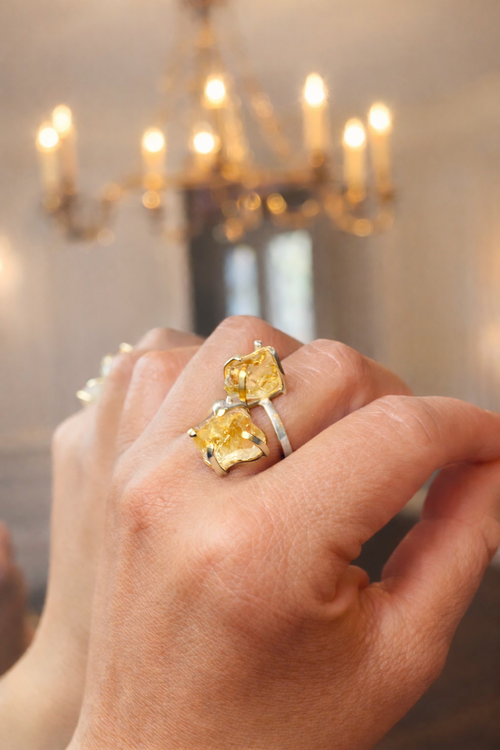 Double Citrine Ring