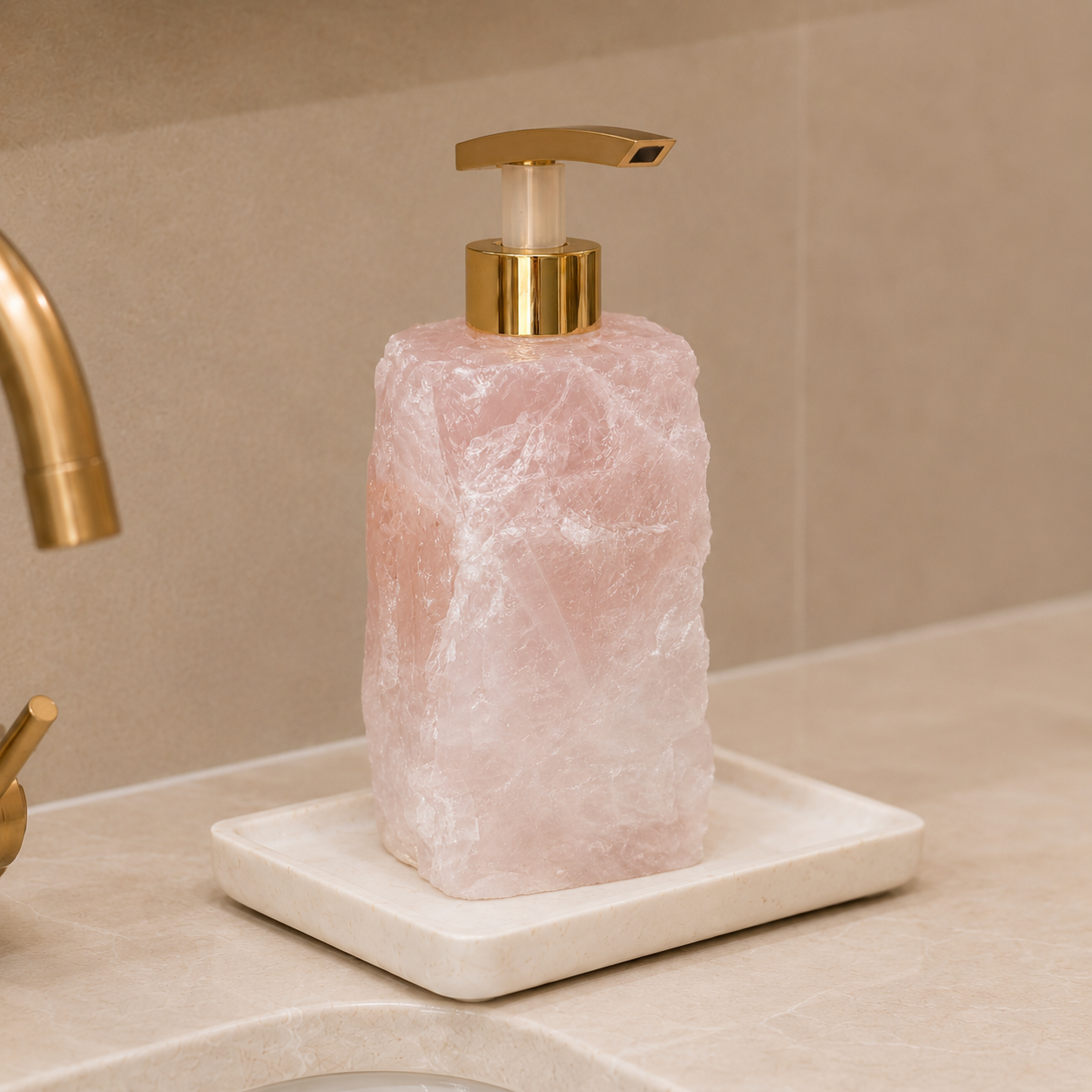 Rose Quartz Crystal Soap Dispenser
