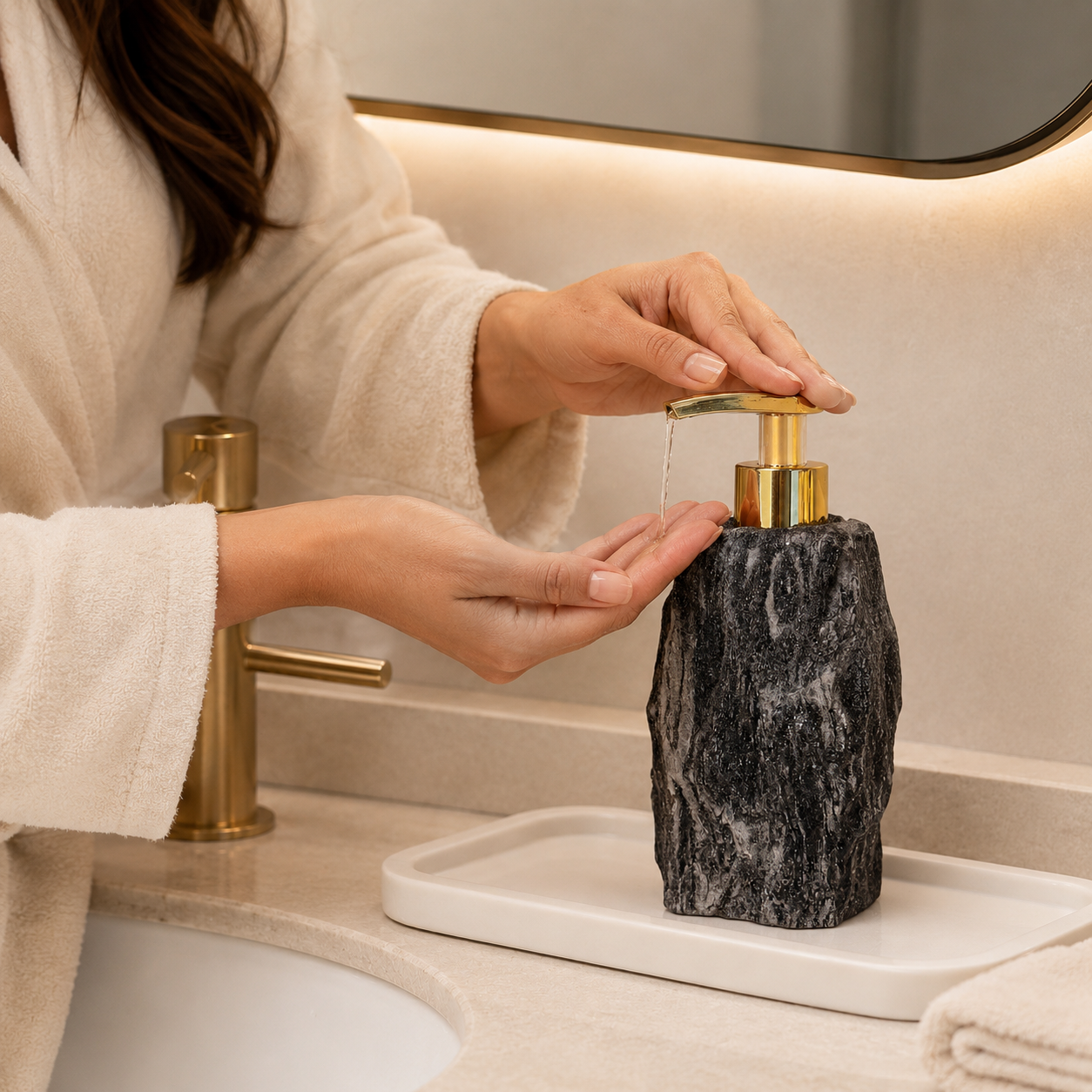Black Mica Crystal Soap Dispenser