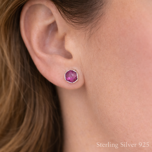 Raw Ruby Stud Earrings (July Birthstone)