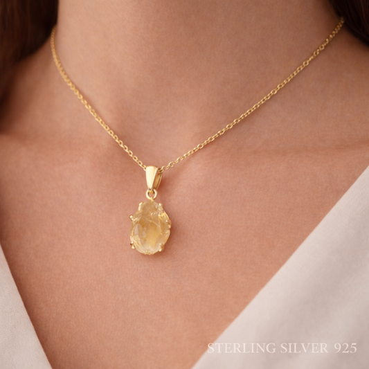 Raw Citrine Necklace – November Birthstone