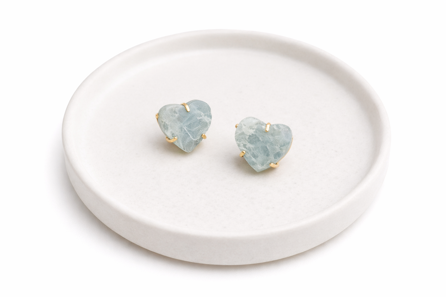 Aquamarine Heart Stud Earrings