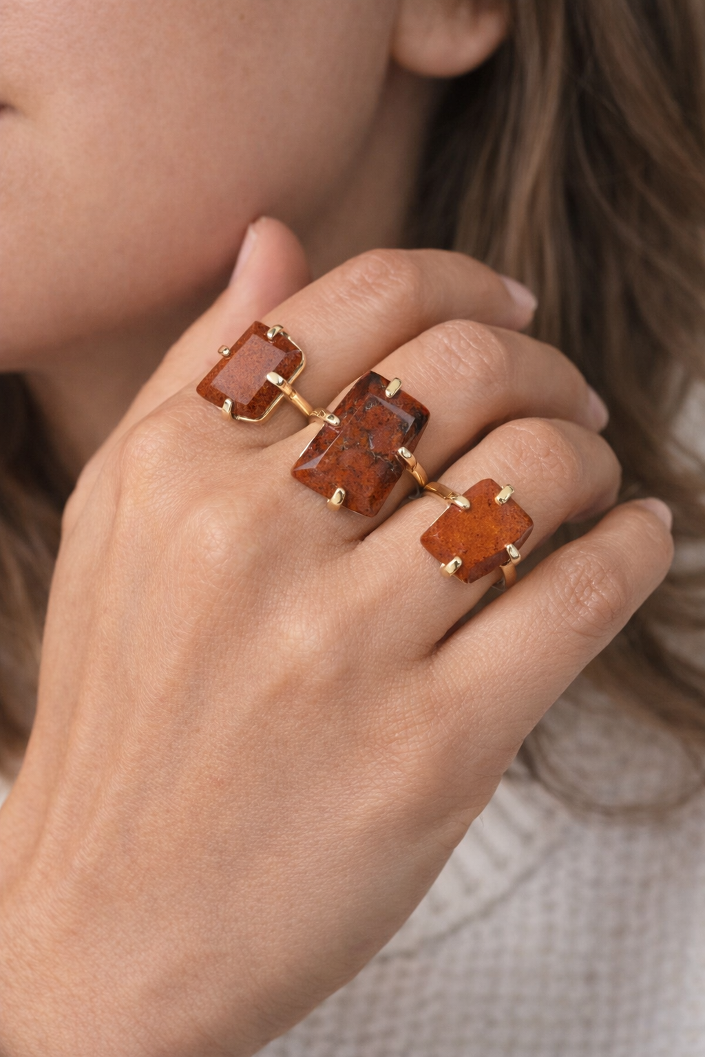 Red Jasper Ring Size 5-9 (Available in Sterling Silver 925 or Gold Plated)