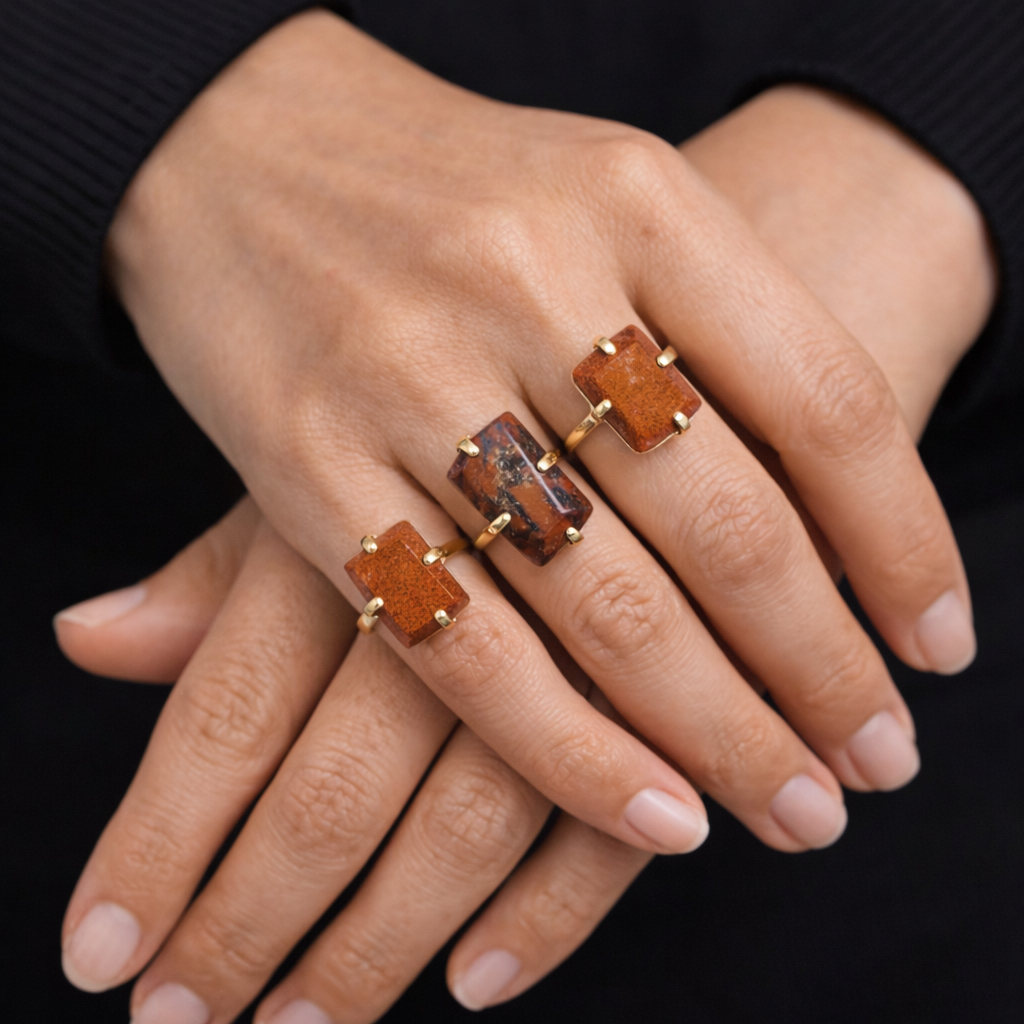 Red Jasper Ring Size 5-9 (Available in Sterling Silver 925 or Gold Plated)