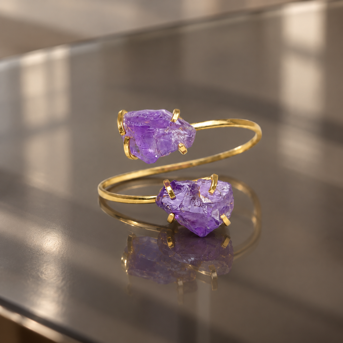 Amethyst Double Stone Bracelet – February Birthstone