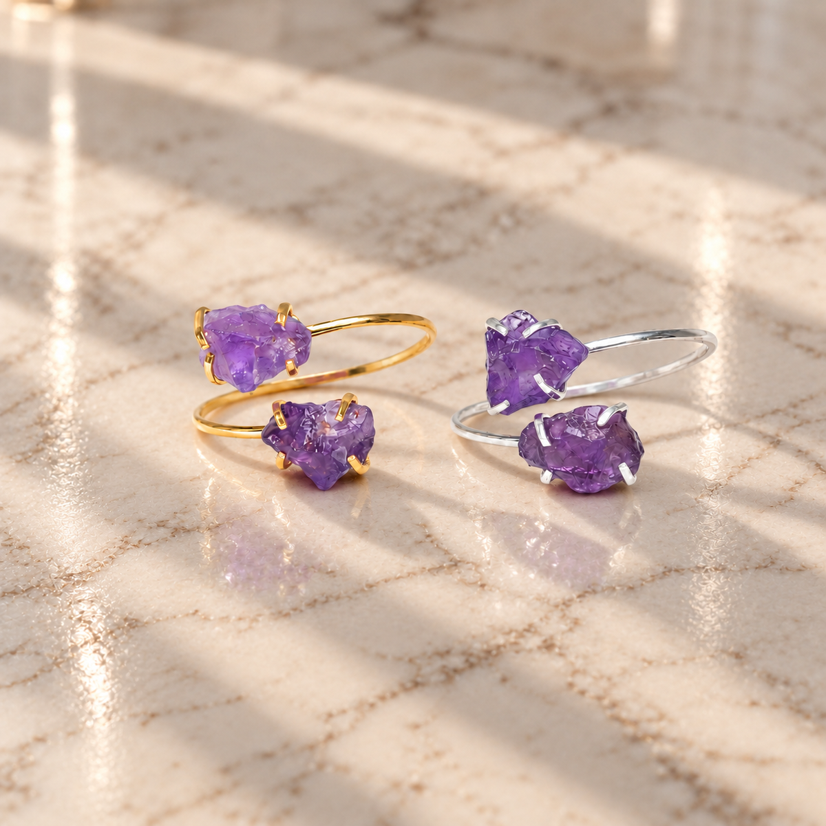 Amethyst Double Stone Bracelet – February Birthstone
