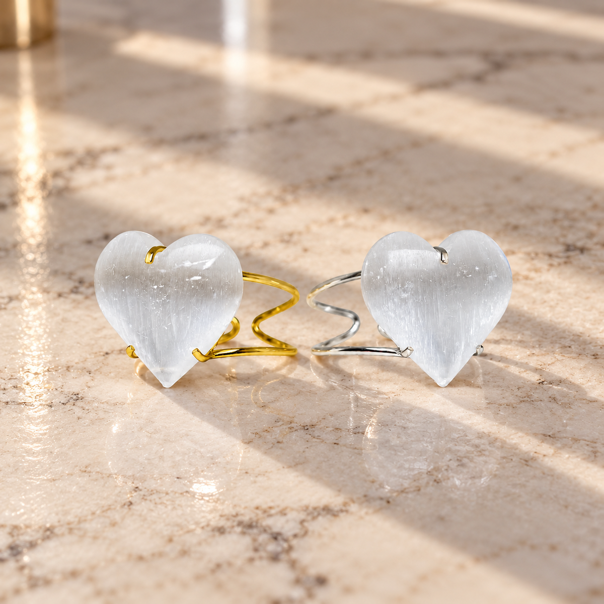 Selenite Bracelet – Heart & Oval